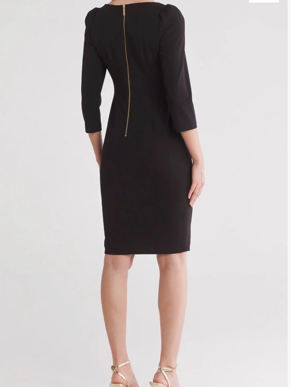 Calvin Klein Three-Quarter Sleeve Scuba Crepe Sheath Dress
